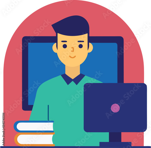 Abstract geometric design with bold colors and text elements