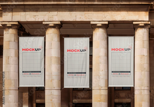 Banners on Entrance Mockup