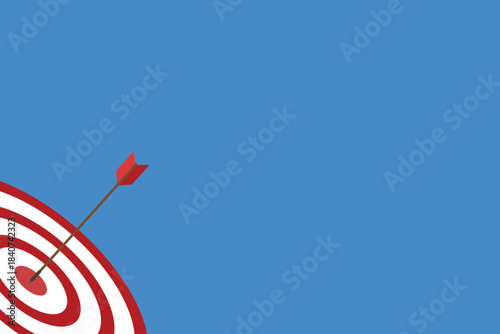 Arrow hits the target center. Business success concept. Vector illustration.