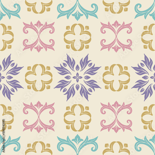 Seamless pattern in the style of Damask. Vector illustration