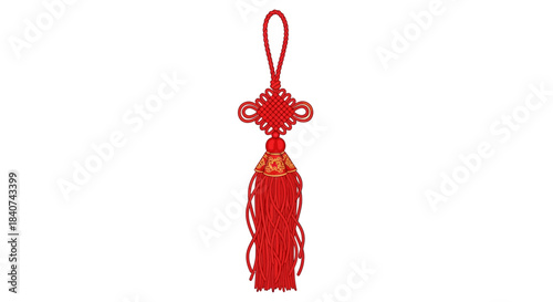 Red chinese knot tassel isolated on white background for decoration or gift.