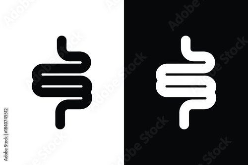 Human intestine organ icon design, Digestive system symbol