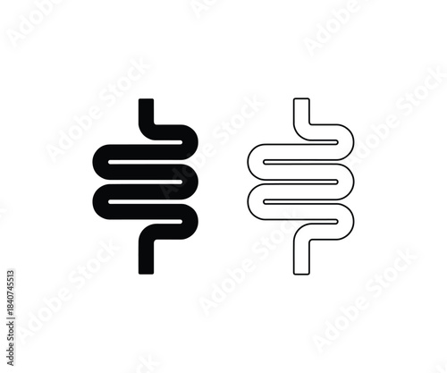 Minimal digestive tract icon set, Modern intestine line vector illustration