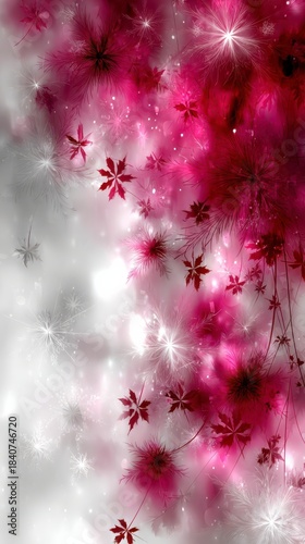 Abstract floral fantasy: A dreamy display of flowers and stars, creating a vibrant, elegant composition.