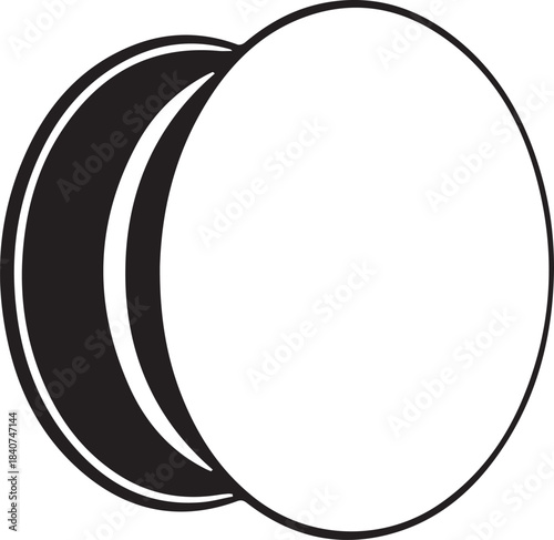 Minimalist black and white vector silhouette of a doorknob, perfect for icon design or architectural graphic elements, representing access and security