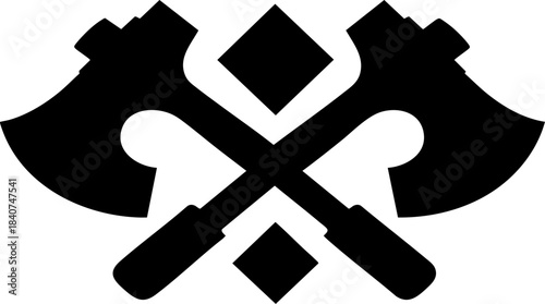 Crossed Axes Silhouette Emblem