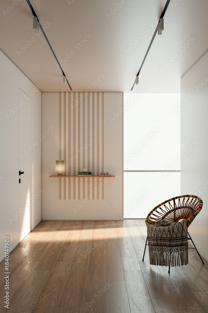 Naklejka premium Large luxury modern bright interiors Living room mockup illustration 3D rendering image