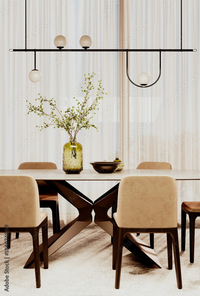 Naklejka premium Large luxury modern bright interiors Living room mockup illustration 3D rendering image