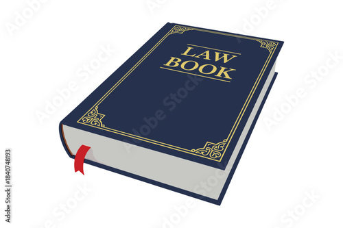 A classic blue law book with gold lettering and a red bookmark