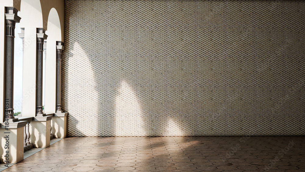 Naklejka premium Large luxury modern bright interiors Living room mockup illustration 3D rendering image