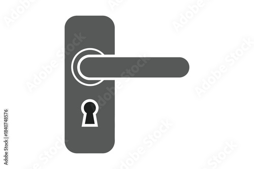 Simple gray door handle with keyhole icon