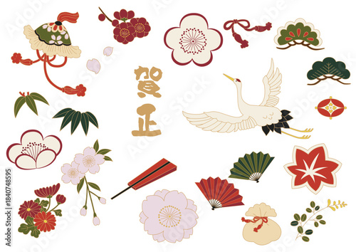 年賀状にも使える和柄パーツセット