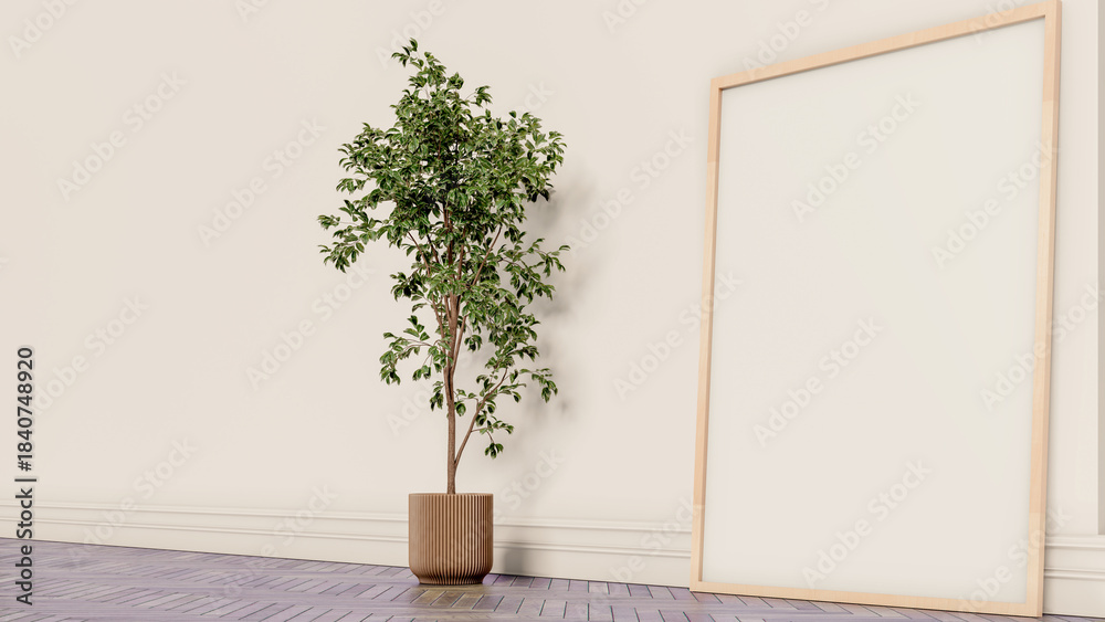 Obraz premium Large luxury modern bright interiors Living room mockup illustration 3D rendering image