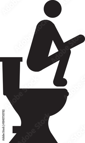 Toilet Symbol: A simple but direct illustration, a figure is depicted sitting on a toilet