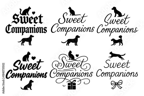 Calligraphy with Companions. Sweet Companions. Create a calligraphy lettering illustration of the phrase: