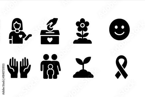 Spa and wellness silhouette icon set. Relaxation, self-care symbols collection