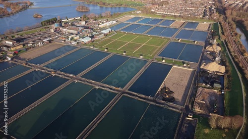 Aerial View of Water Treatment Facility and Surrounding Area in England