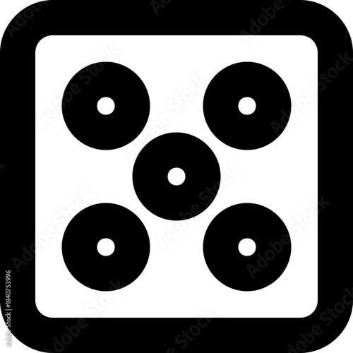 Dice five icon - game gambling random outline