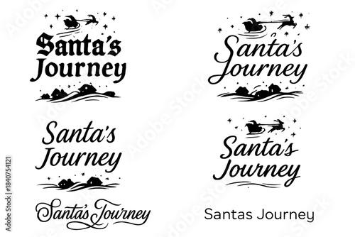 Santa's Journey Calligraphy. Santa?s Journey. Create a calligraphy lettering illustration of the phrase: Santa