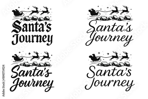 Santa's Journey Calligraphy. Santa?s Journey. Create a calligraphy lettering illustration of the phrase: Santa