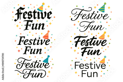 Festive Calligraphy Showcase. Festive Fun. Create a calligraphy lettering illustration of the phrase: Festive