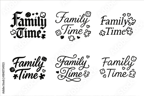 Family Time Calligraphy. Family Time. Create a calligraphy lettering illustration of the phrase: Family Time.
