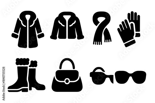 Luxury Icons Collection. Luxury style icons. Filled icon set of luxury style icons: fur coat, fur jacket,