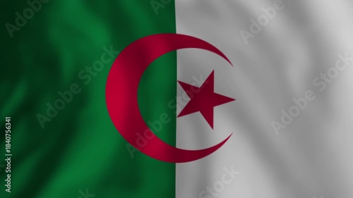 Algerian flag waving in the wind montage