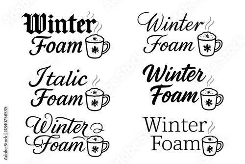 Winter Foam Calligraphy. Winter Foam. Create a calligraphy lettering illustration of the phrase: Winter Foam.