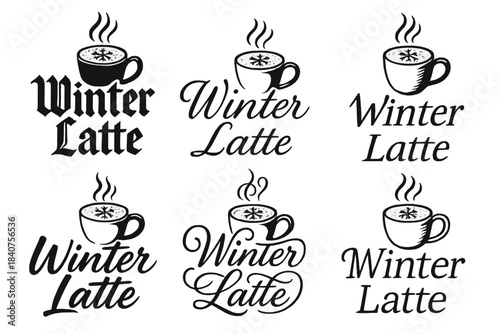 Winter Latte Calligraphy. Winter Latte. Create a calligraphy lettering illustration of the phrase: Winter