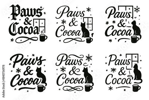 Paws & Cocoa Calligraphy. Paws & Cocoa. Create a calligraphy lettering illustration of the phrase: Paws &