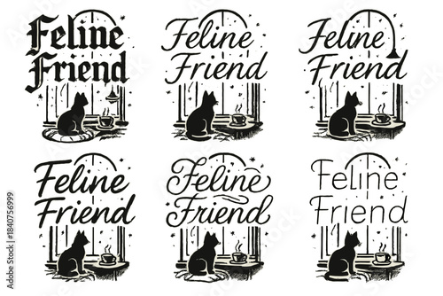 Feline Friend Styles. Feline Friend. Create a calligraphy lettering illustration of the phrase: Feline Friend.