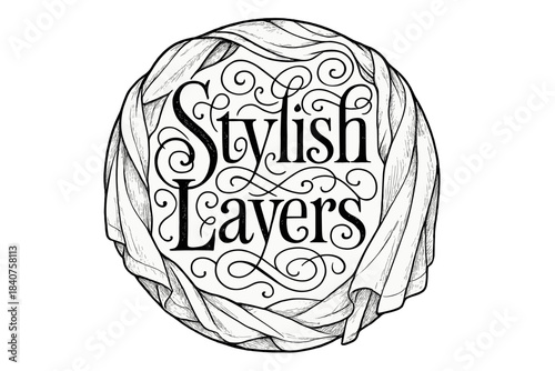 Elegant Flourish Lettering. Stylish Layers ? Flourish Lettering with elegant swashes and curls around tall