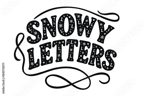Snowy Heart Letters. Snowy Letters ? Decorative Display Lettering, patterned letters filled with tiny heart