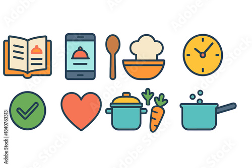 Cooking, kitchen outline icon set. Culinary, recipe icons outline collection