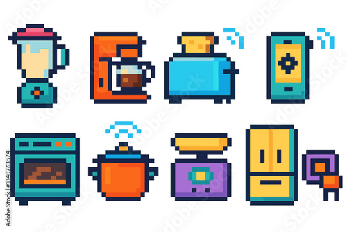 Kitchen appliance icon set. Colorful flat icons for home, cooking, and baking