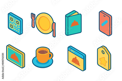 Restaurant, food 3d icon set. Dining, menu, cuisine icons 3d collection