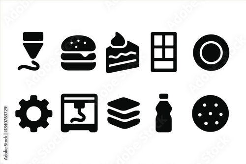 3D food and kitchen icon set. Delicious meals and cooking symbols collection