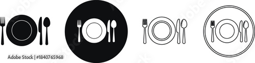 Elegant black and white place setting designs for formal dining and restaurant concepts