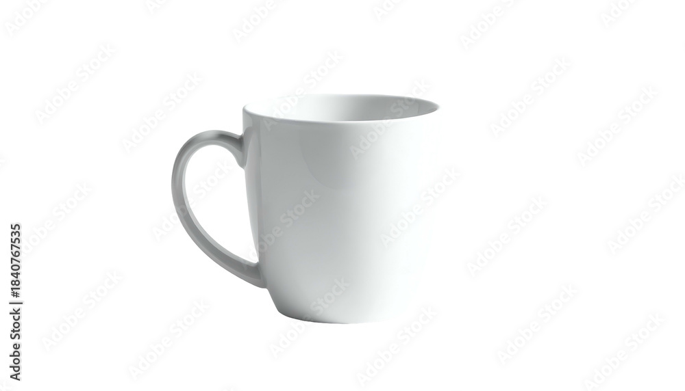 Obraz premium A plain white ceramic mug, isolated against a solid black background