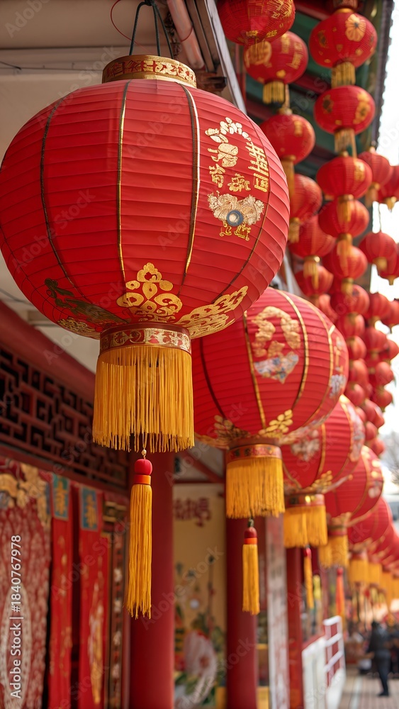 Fototapeta premium Chinese red lanternsa Chinese decorations cultural lanterns hanging lanterns red lanterns