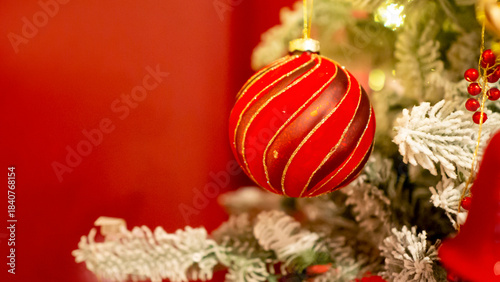 Wallpaper Mural Red Christmas toys are hanging on the Christmas tree. Torontodigital.ca