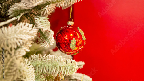 Wallpaper Mural Red Christmas toys are hanging on the Christmas tree. Torontodigital.ca