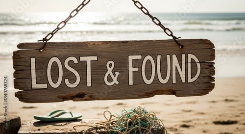 a wooden sign with the words lost and found on it