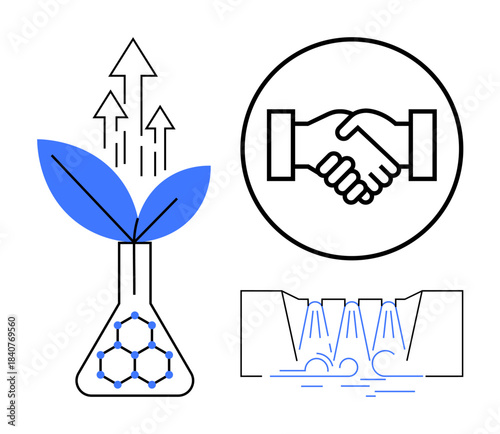 Sustainable technology concept. Sustainable technology promoting collaboration for eco-friendly processes and scientific growth. Sustainable solutions for energy, environment, business, science