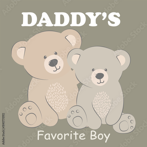 Teddy Bears. Cute stuffed Toy. Beige and grey bears isolated on light. Vector