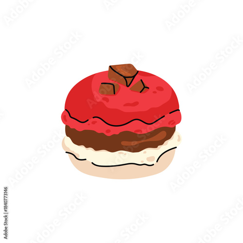 Vector and colorful french macarons with different flavors. Sweet dessert collection with chocolate, berry, fruit and pistachio macarons, perfect for bakery design, packaging and food illustrations