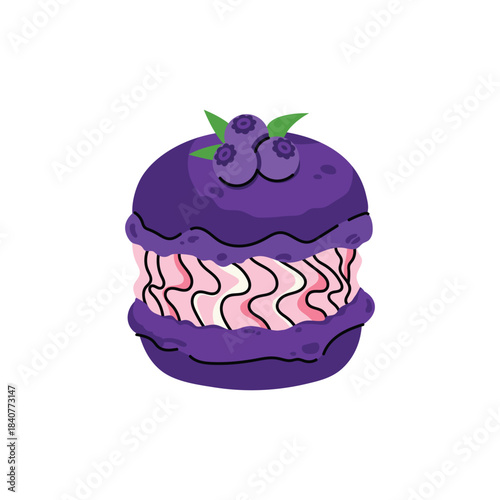 Vector and colorful french macarons with different flavors. Sweet dessert collection with chocolate, berry, fruit and pistachio macarons, perfect for bakery design, packaging and food illustrations