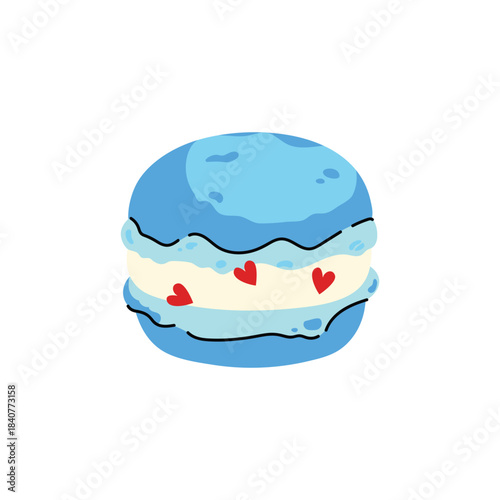 Vector and colorful french macarons with different flavors. Sweet dessert collection with chocolate, berry, fruit and pistachio macarons, perfect for bakery design, packaging and food illustrations