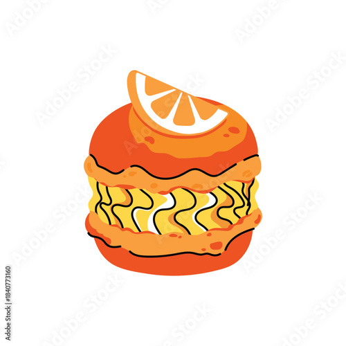 Vector and colorful french macarons with different flavors. Sweet dessert collection with chocolate, berry, fruit and pistachio macarons, perfect for bakery design, packaging and food illustrations